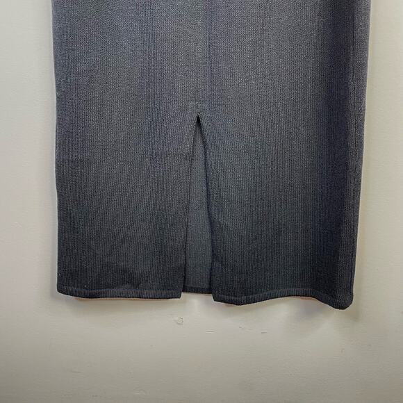 St John Basics Santana Knit Wool Blend Long Black Skirt Back Slit womens 6 - Picture 5 of 11